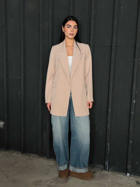 Striped Relaxed Fit blazer In beige