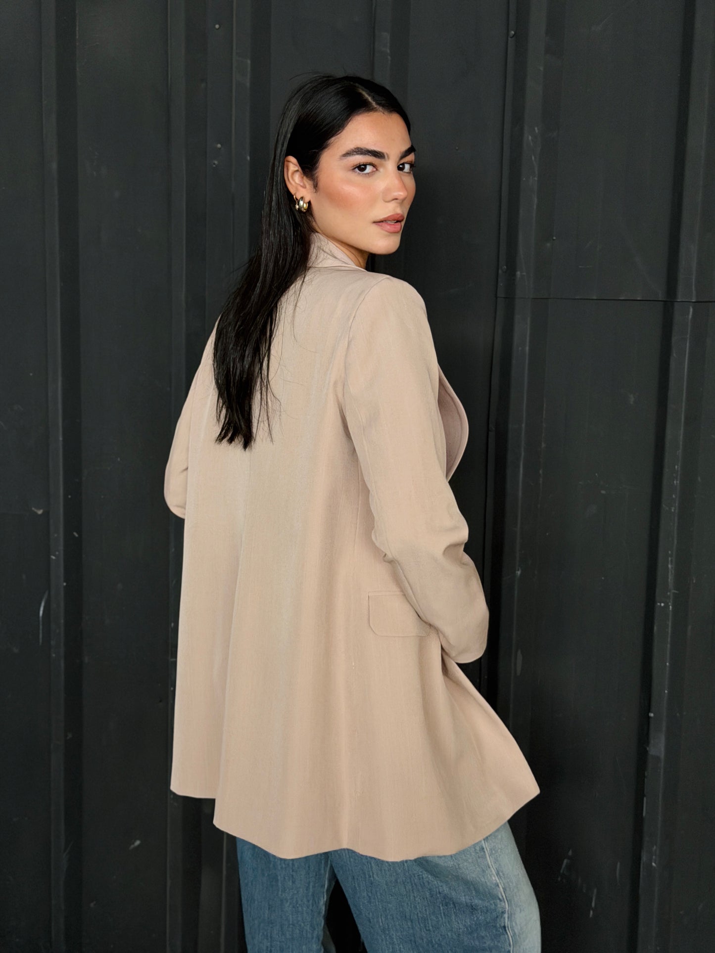 Striped Relaxed Fit blazer In beige