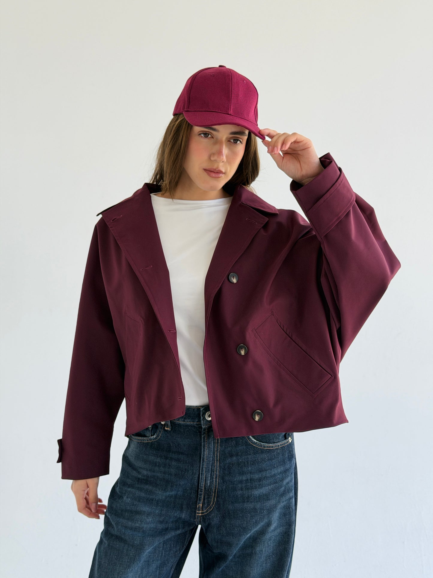 Oversized Edge Jacket In Burgundy