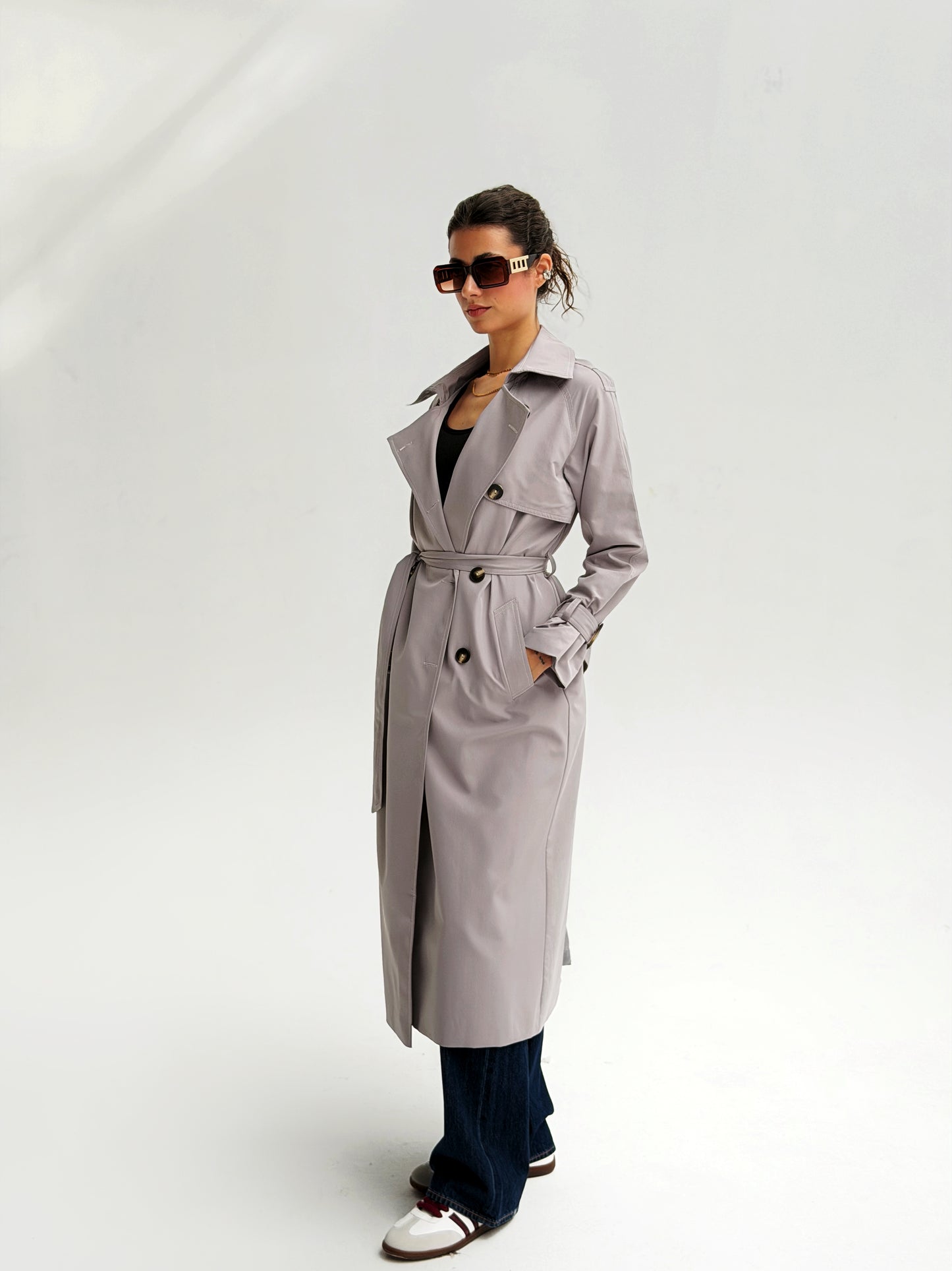 Statement Trench Coat In Gray