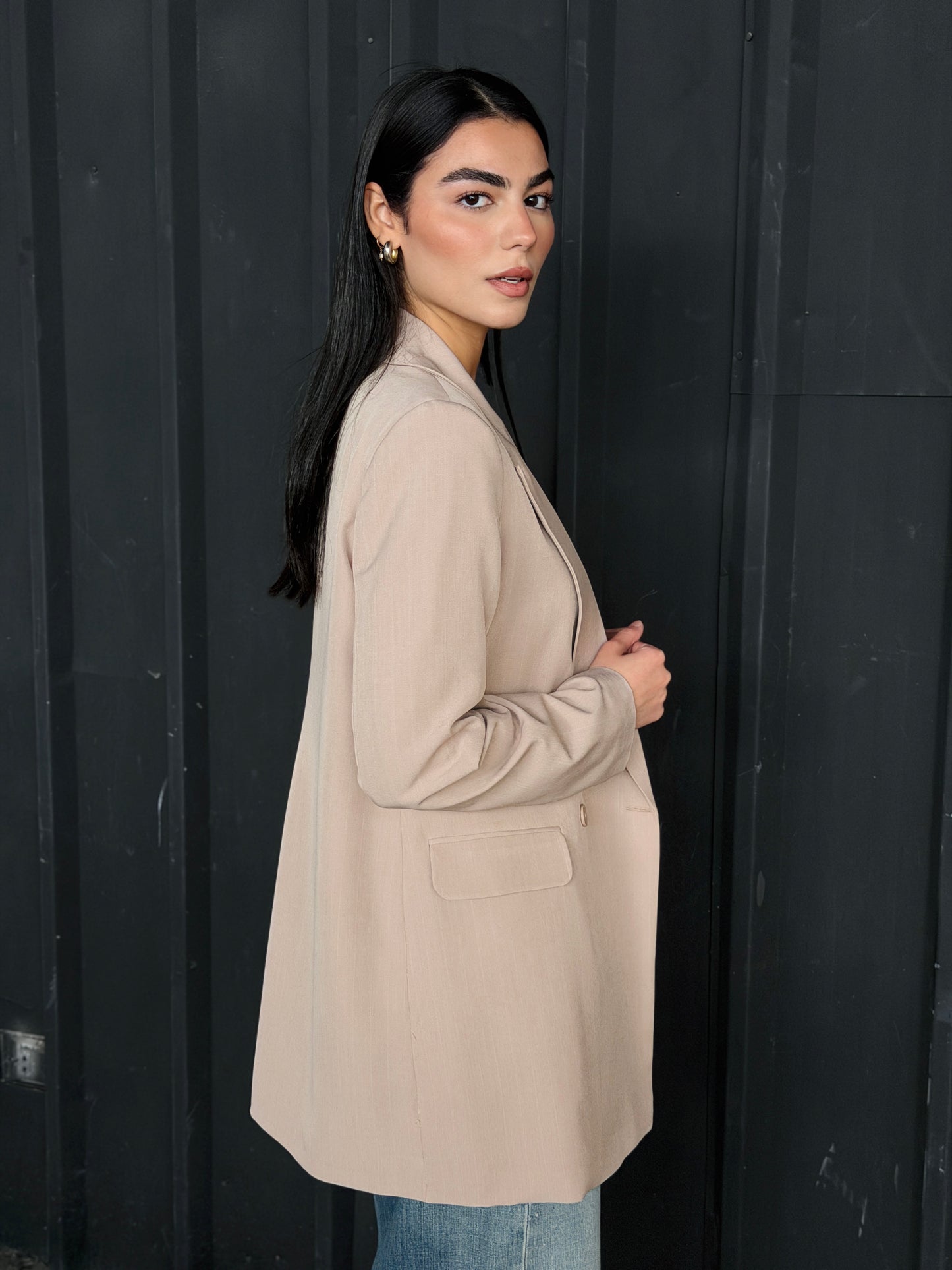 Striped Relaxed Fit blazer In beige