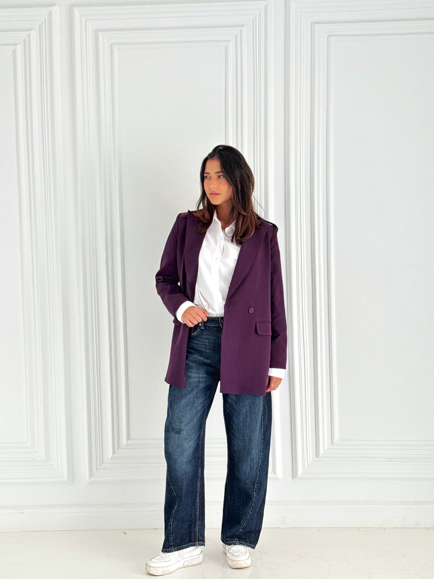 Relaxed Fit Blazer In Burgundy