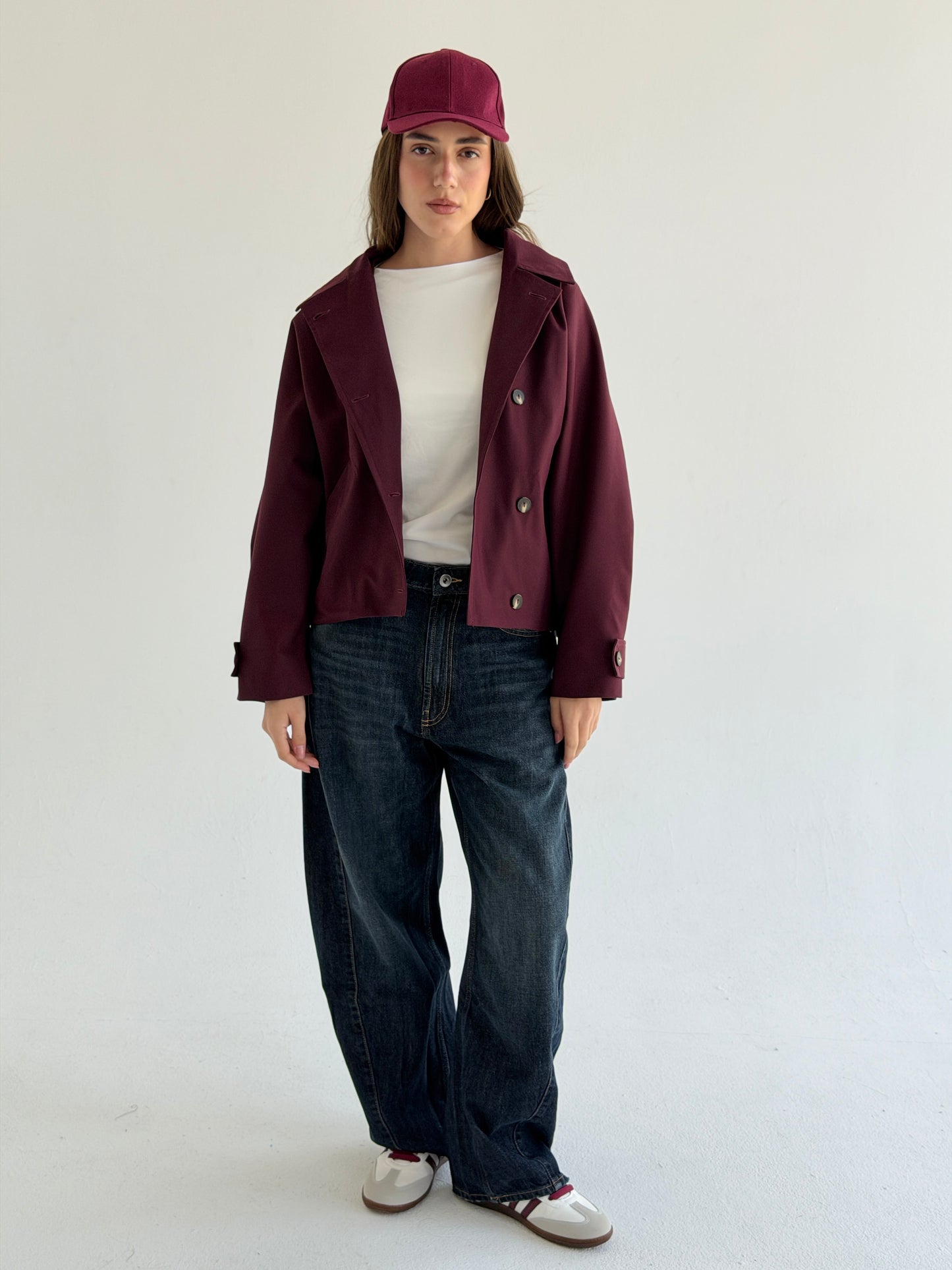 Oversized Edge Jacket In Burgundy
