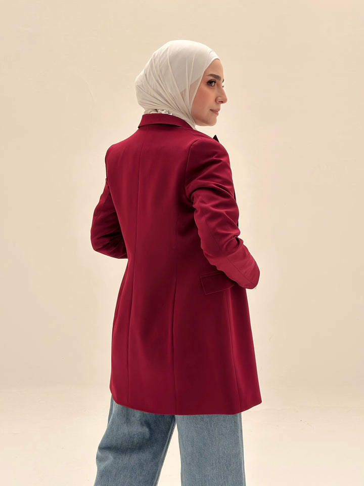 SLIM FIT DARK RED BLAZER
