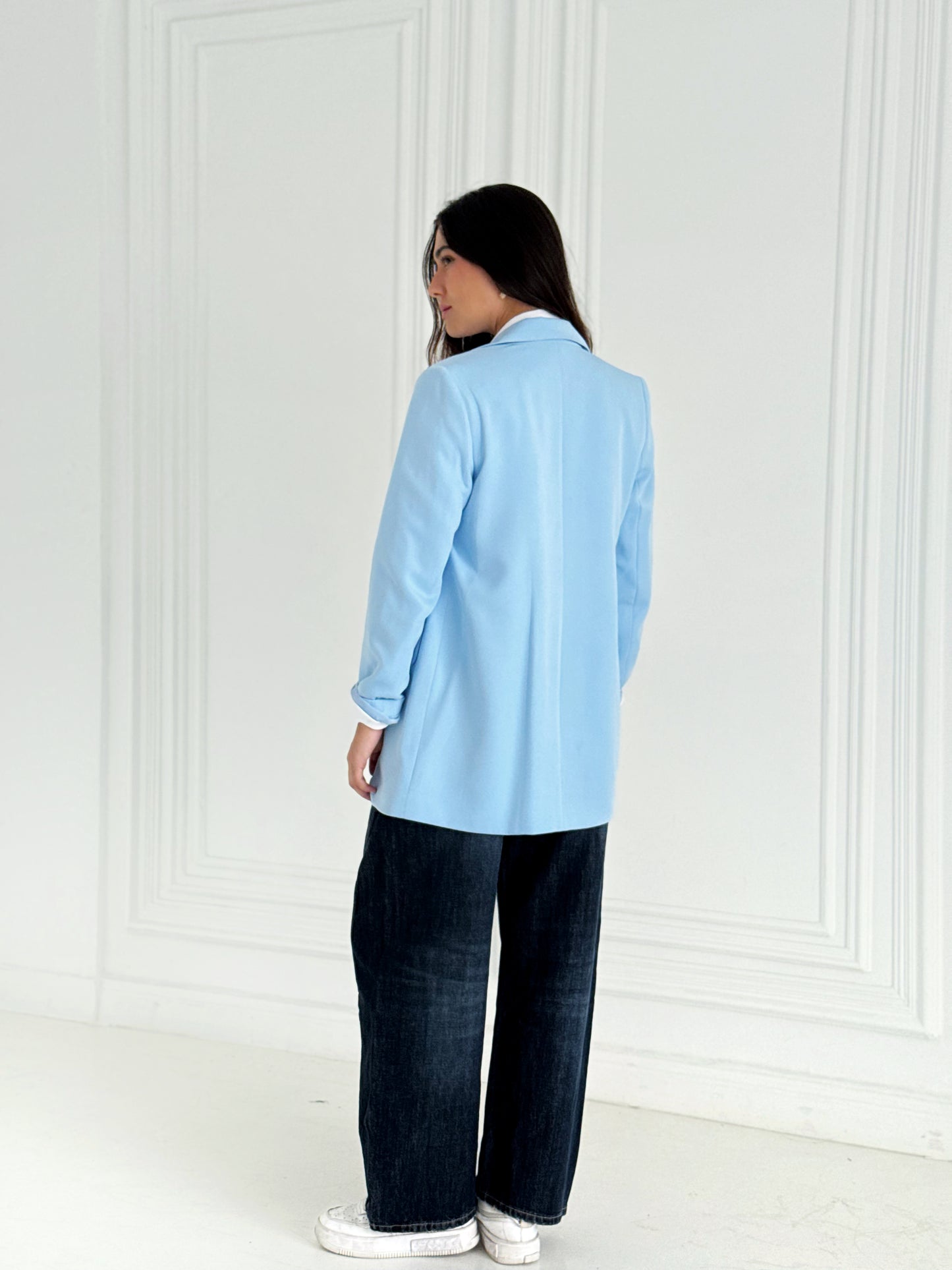 Relaxed Fit Blazer In Baby blue