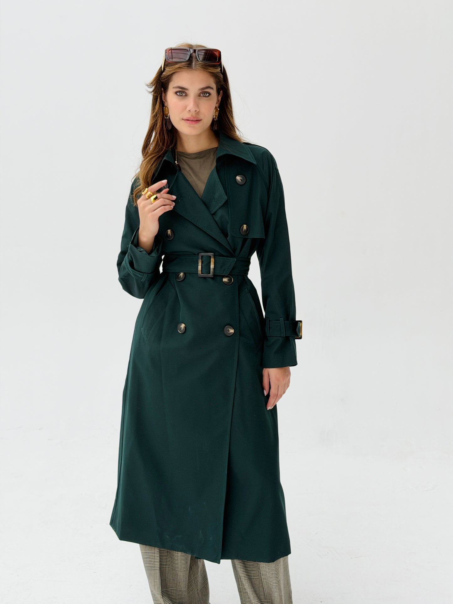 Statement Trench Coat In Deep Teal