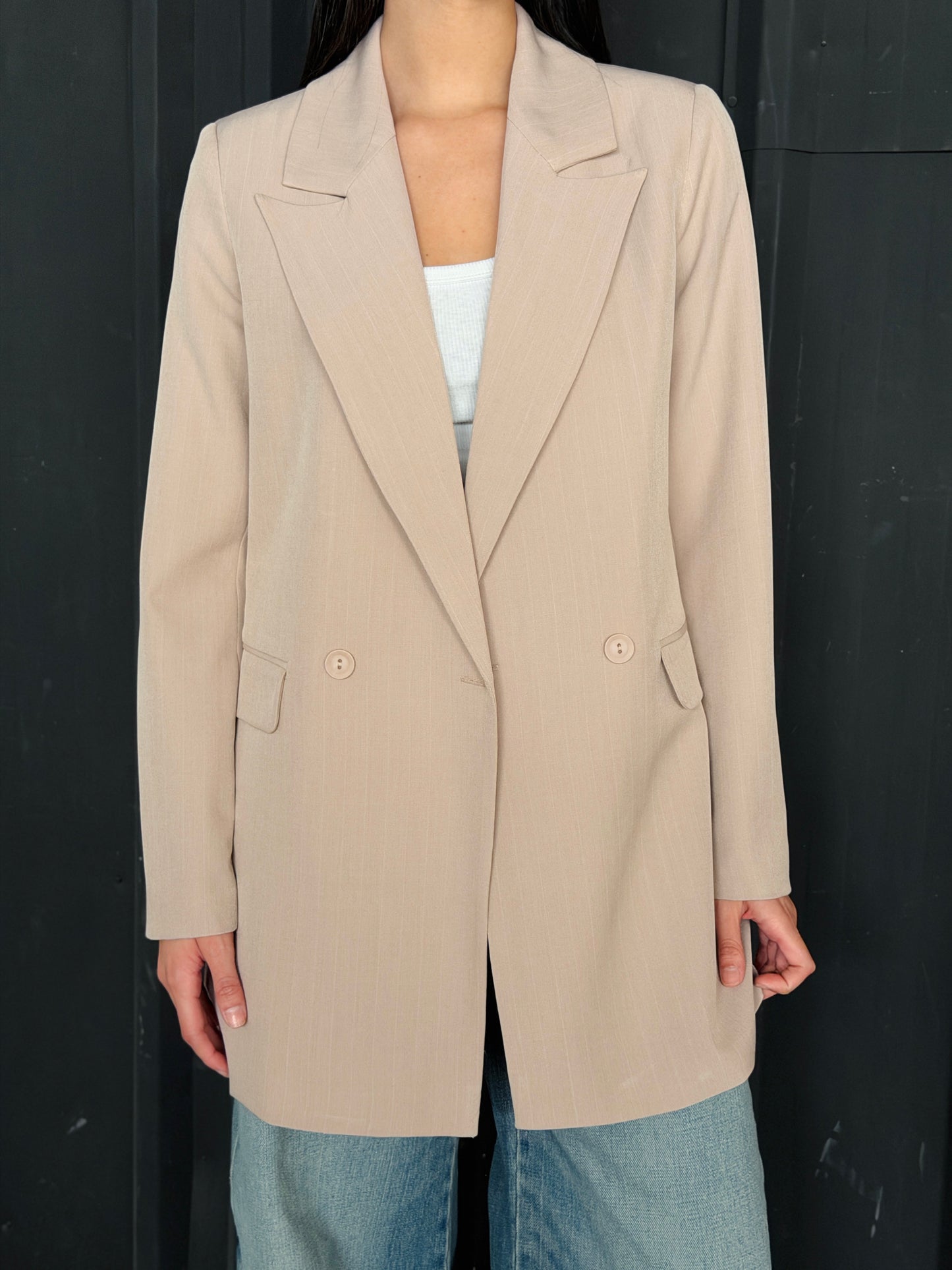 Striped Relaxed Fit blazer In beige