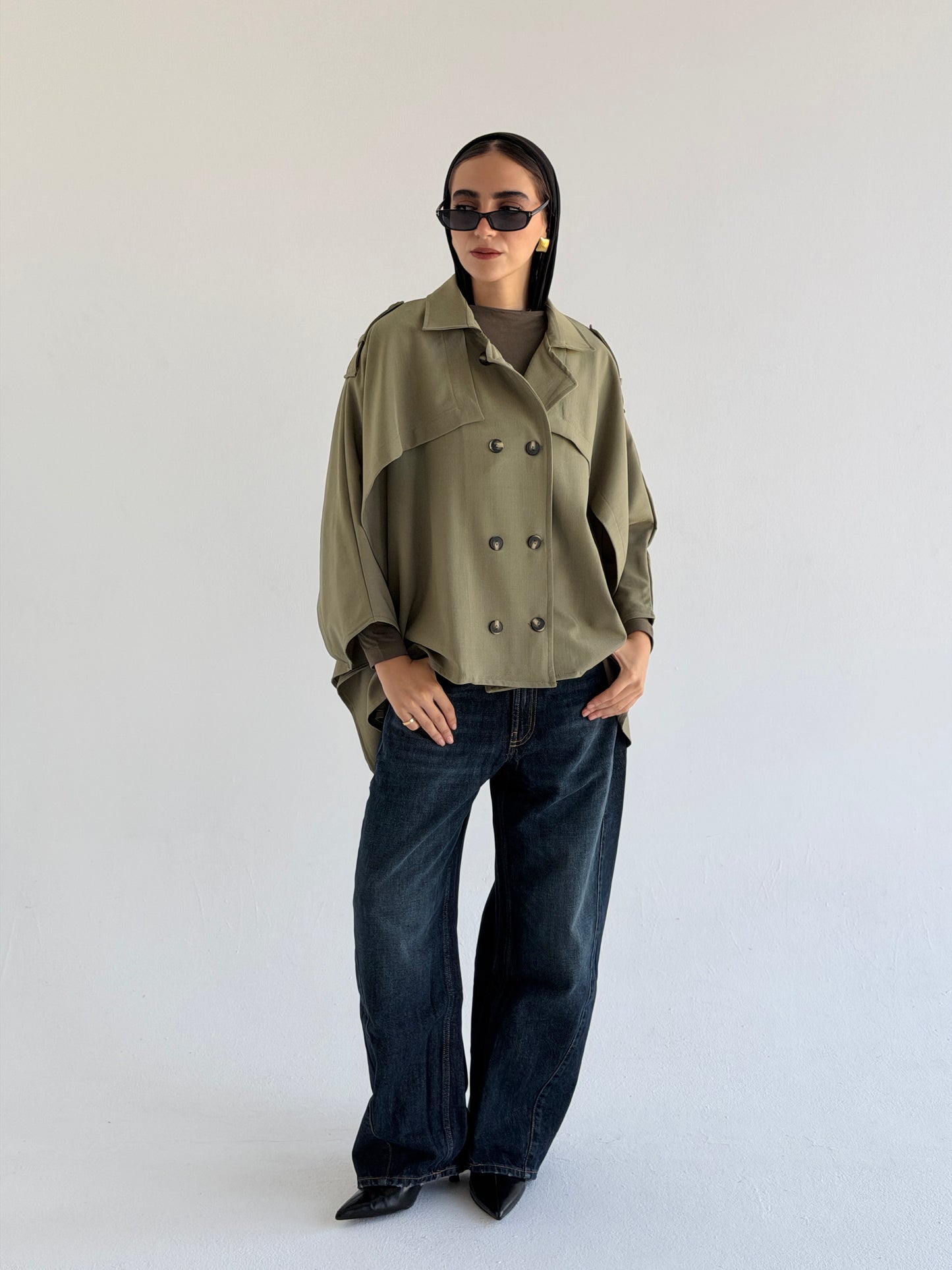 Trench Cape in Light Olive