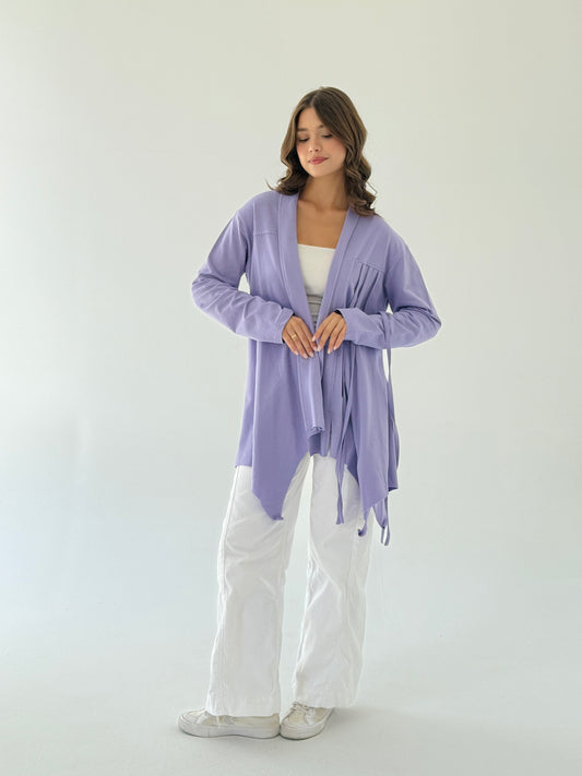 Ribbon cardigan in Lilac