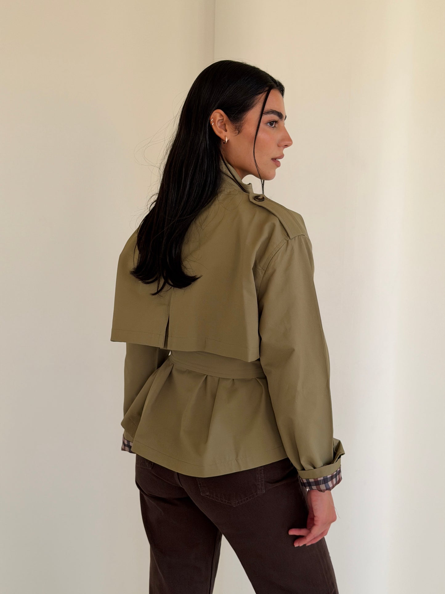 Stand Collar Jacket In Olive