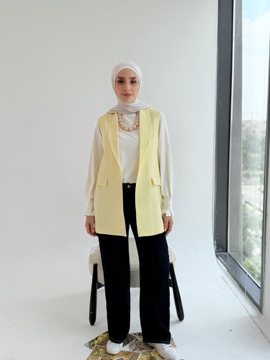 Shawl collar tailored vest In Butter Yellow