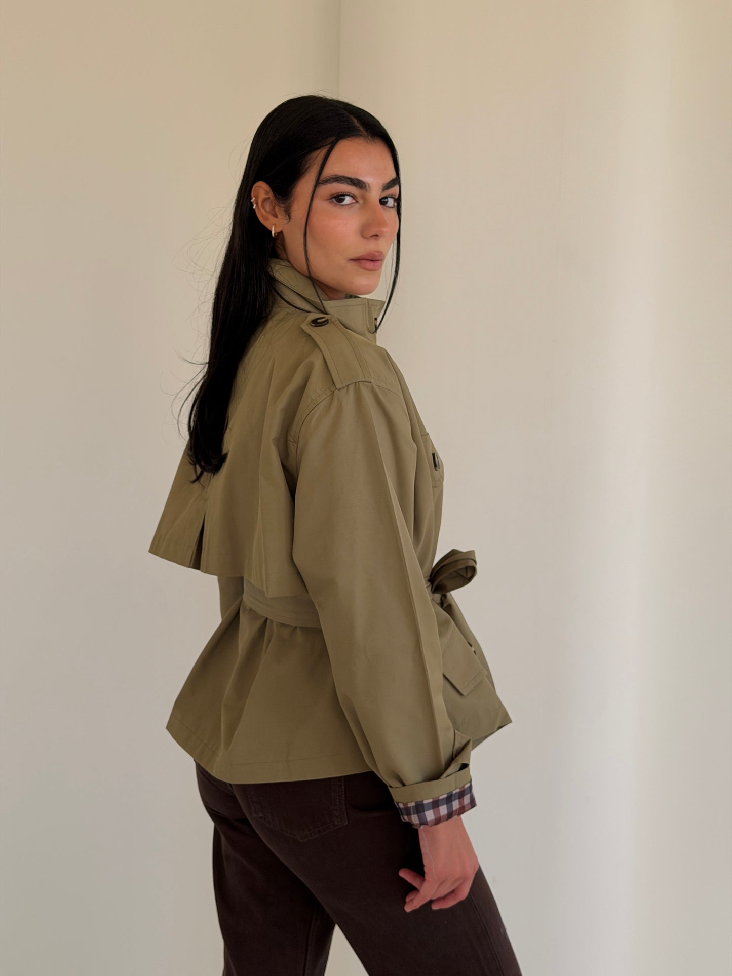 Stand Collar Jacket In Olive