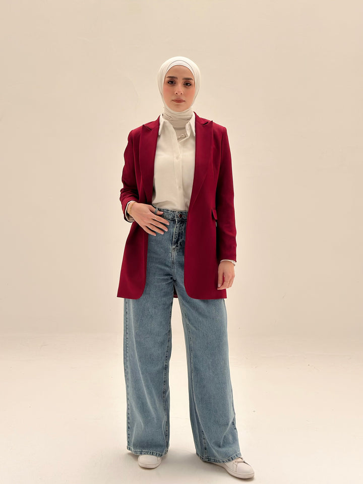 SLIM FIT DARK RED BLAZER