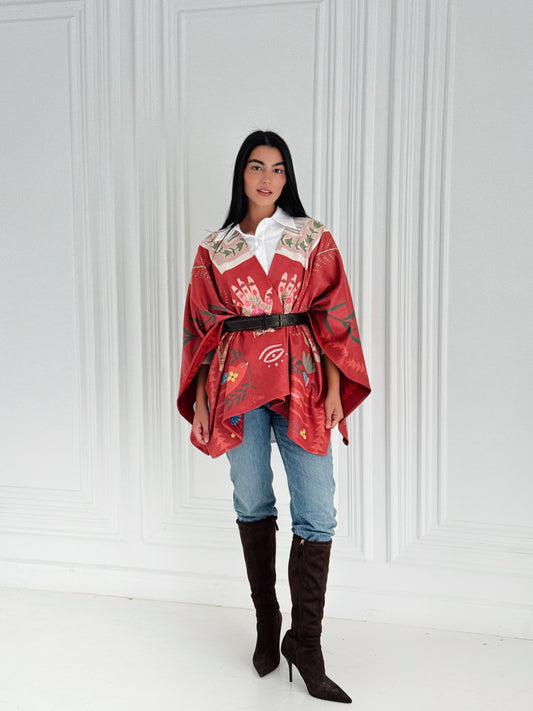 Autumlight suede cape with belt