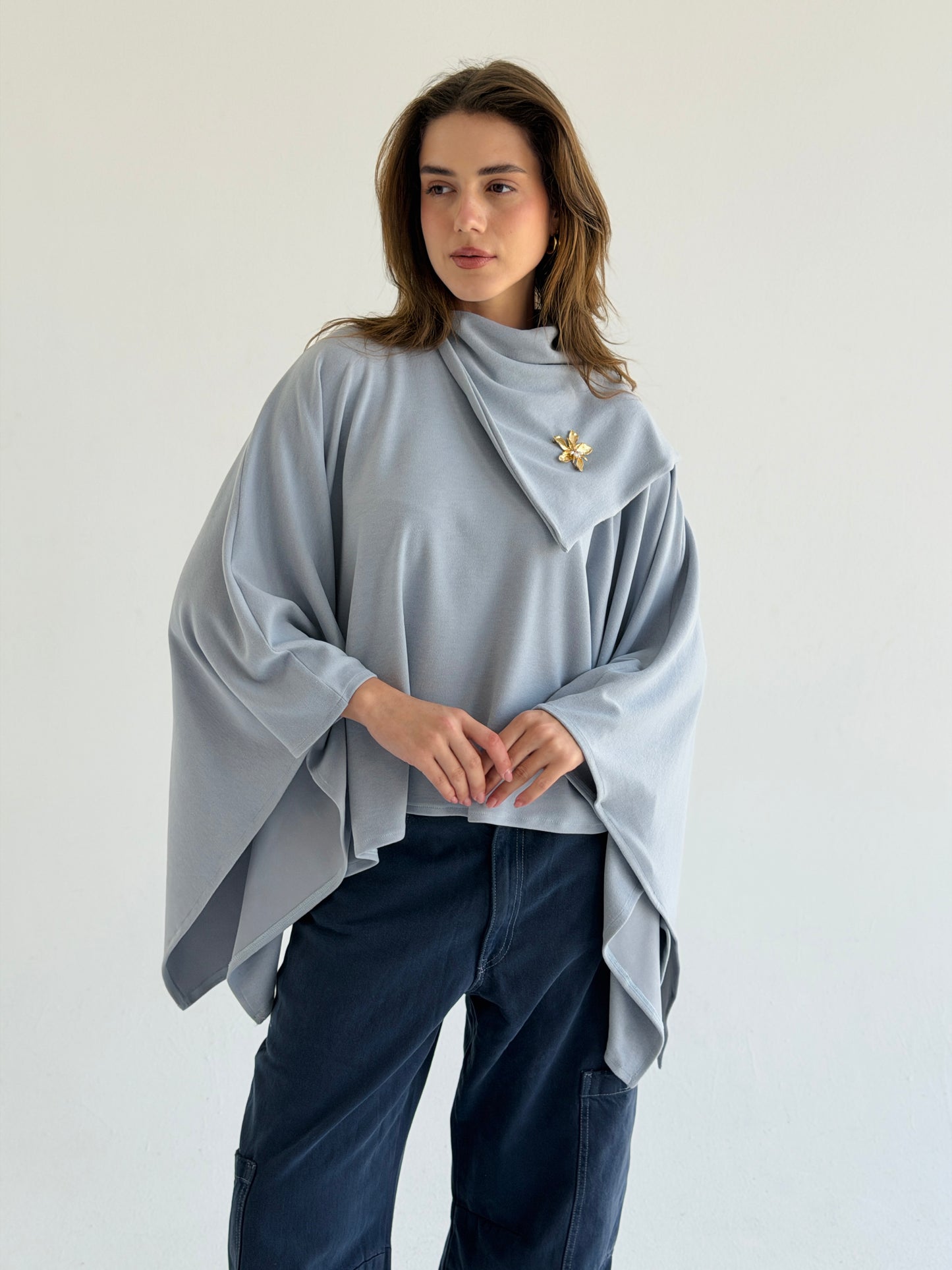 Drape Kint Cape in baby blue