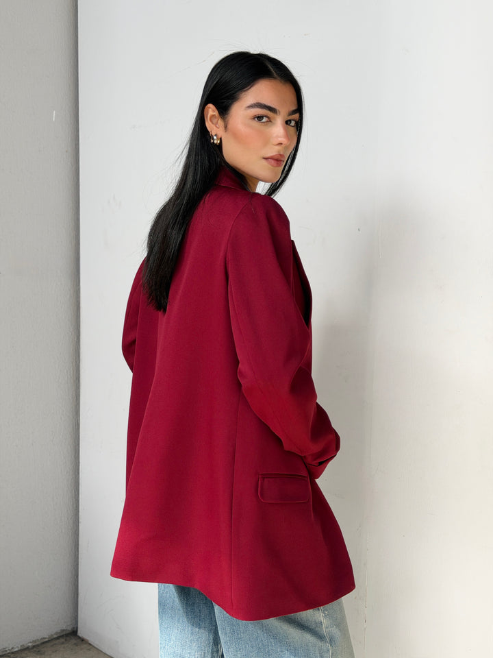 Ruffles blazer in Dark Red