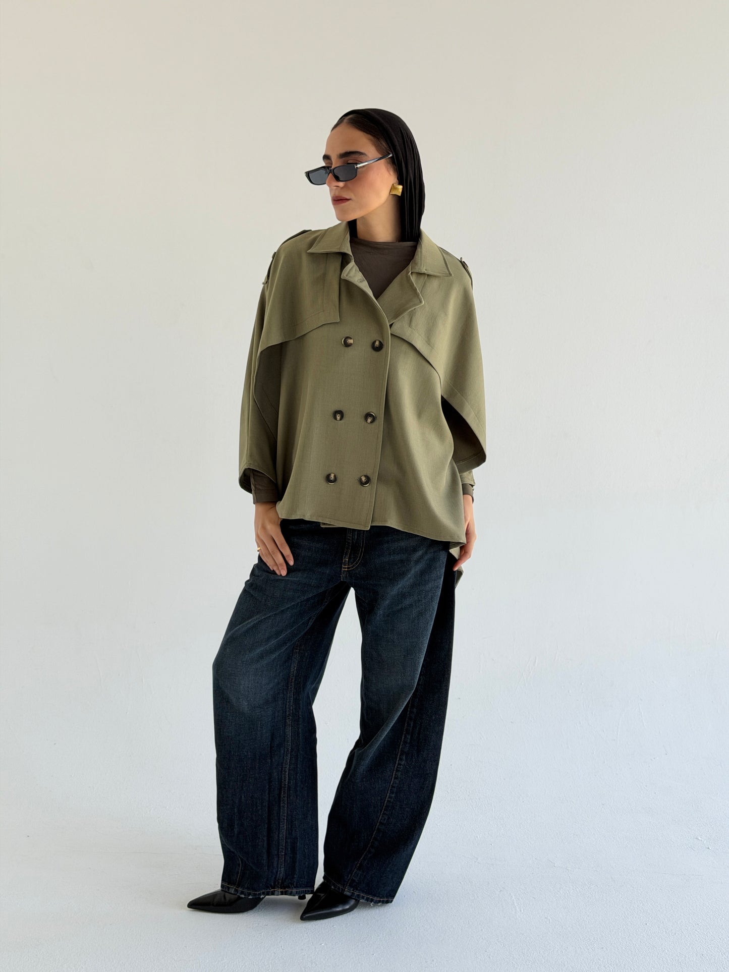 Trench Cape in Light Olive
