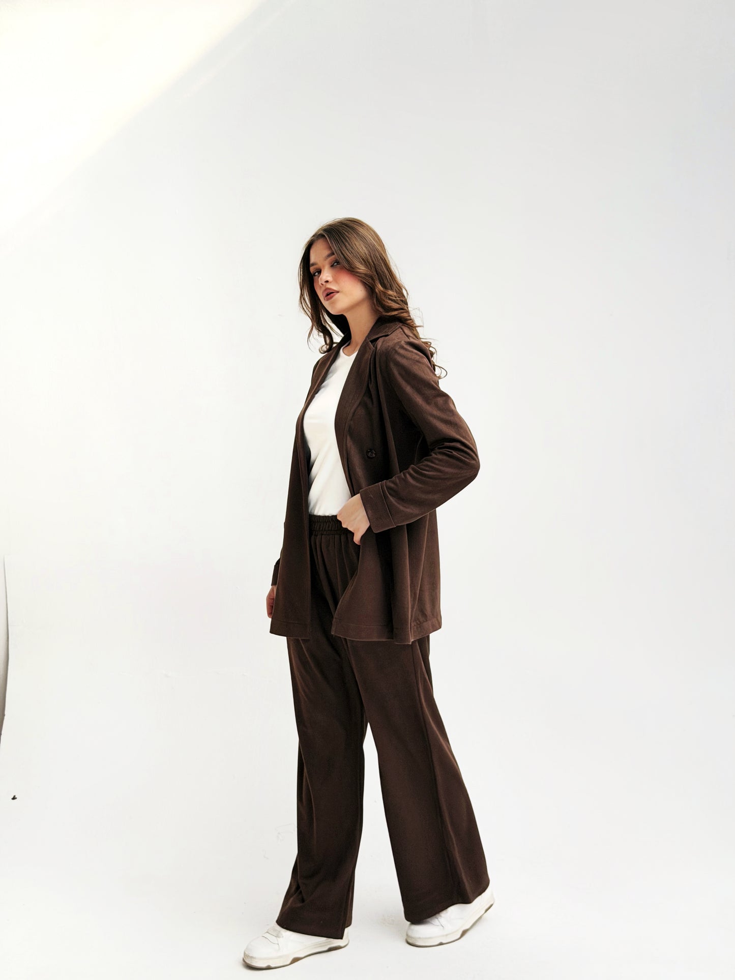 Light velvet set in Brown