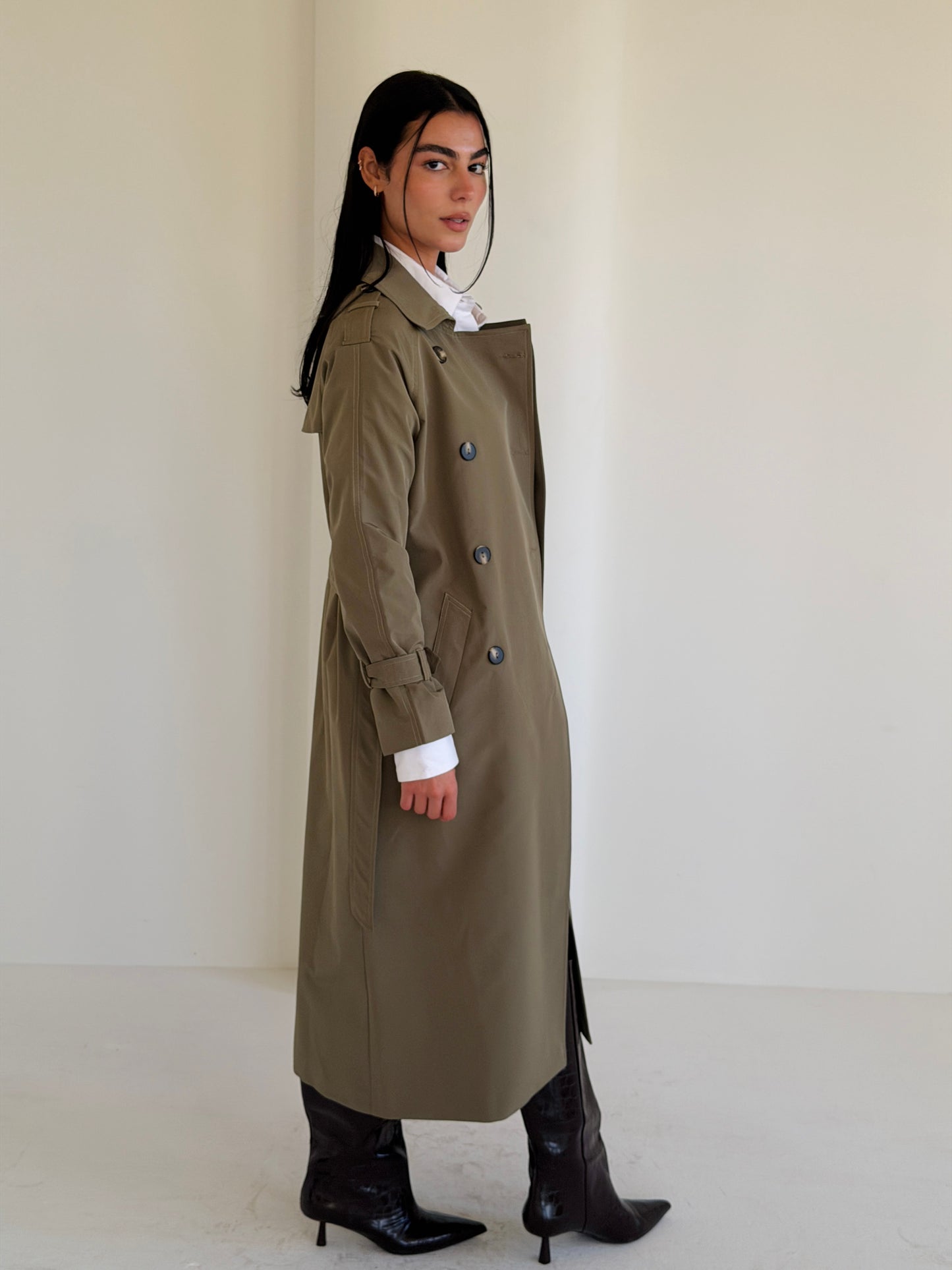 Statement Trench Coat In Matcha