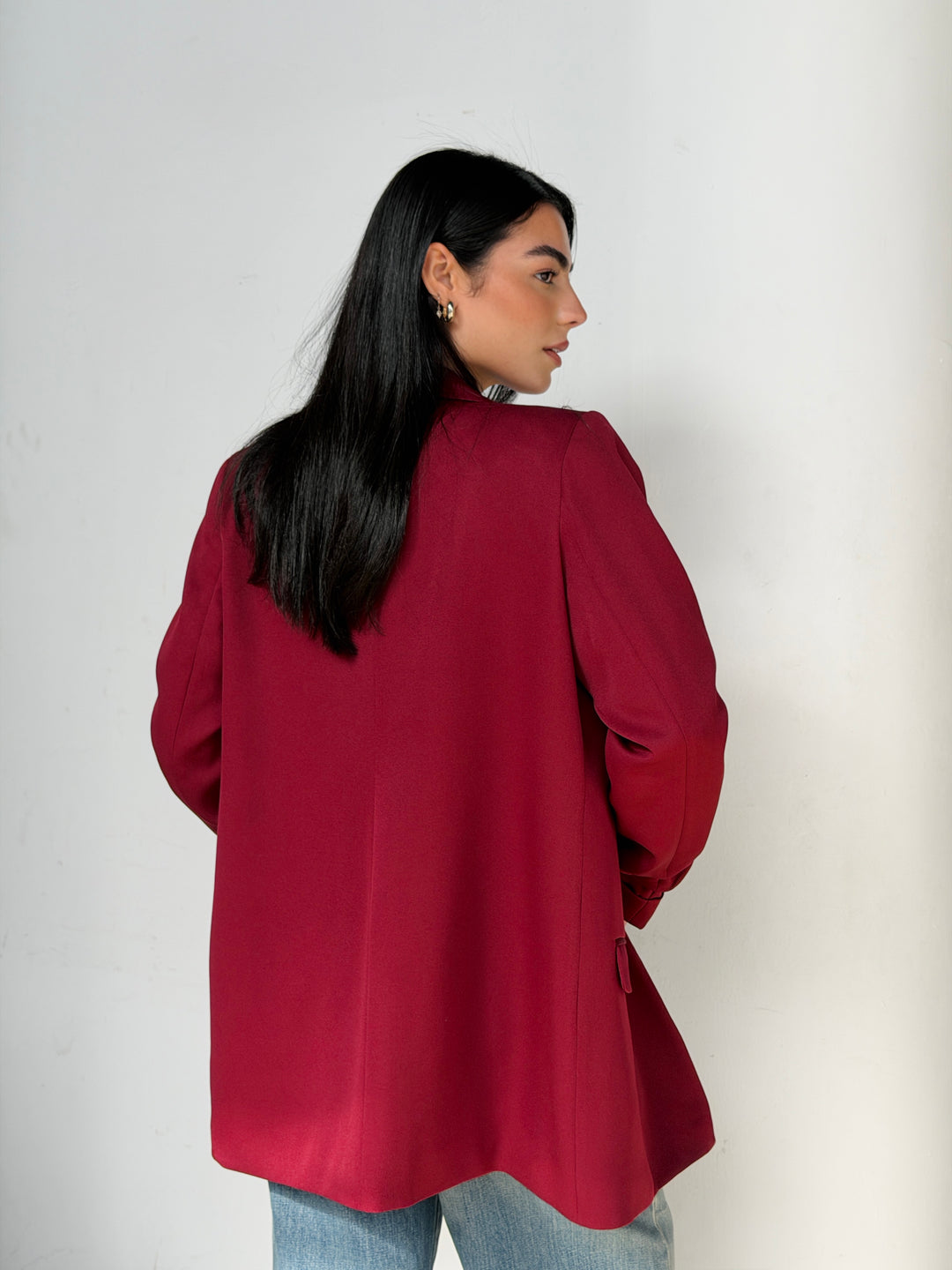 Ruffles blazer in Dark Red
