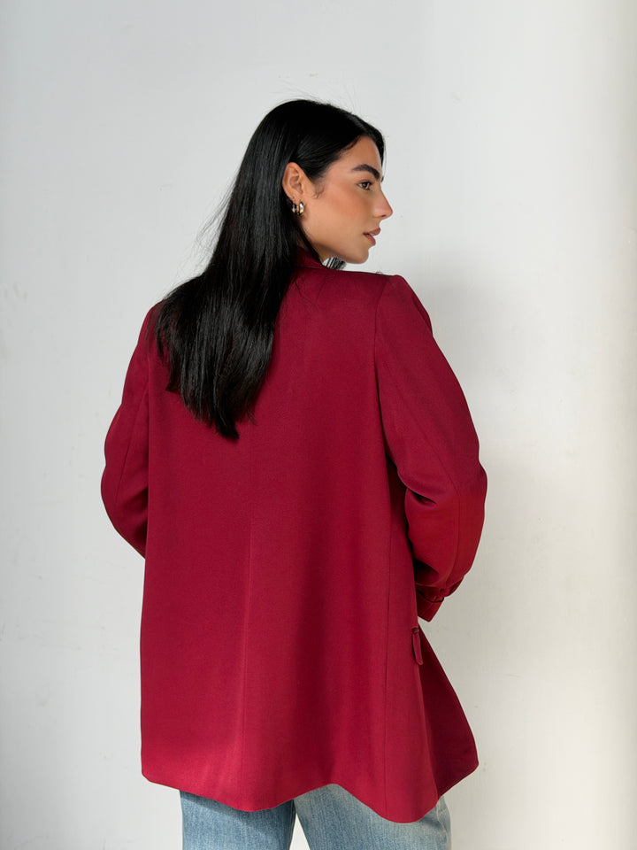 Ruffles blazer in Dark Red