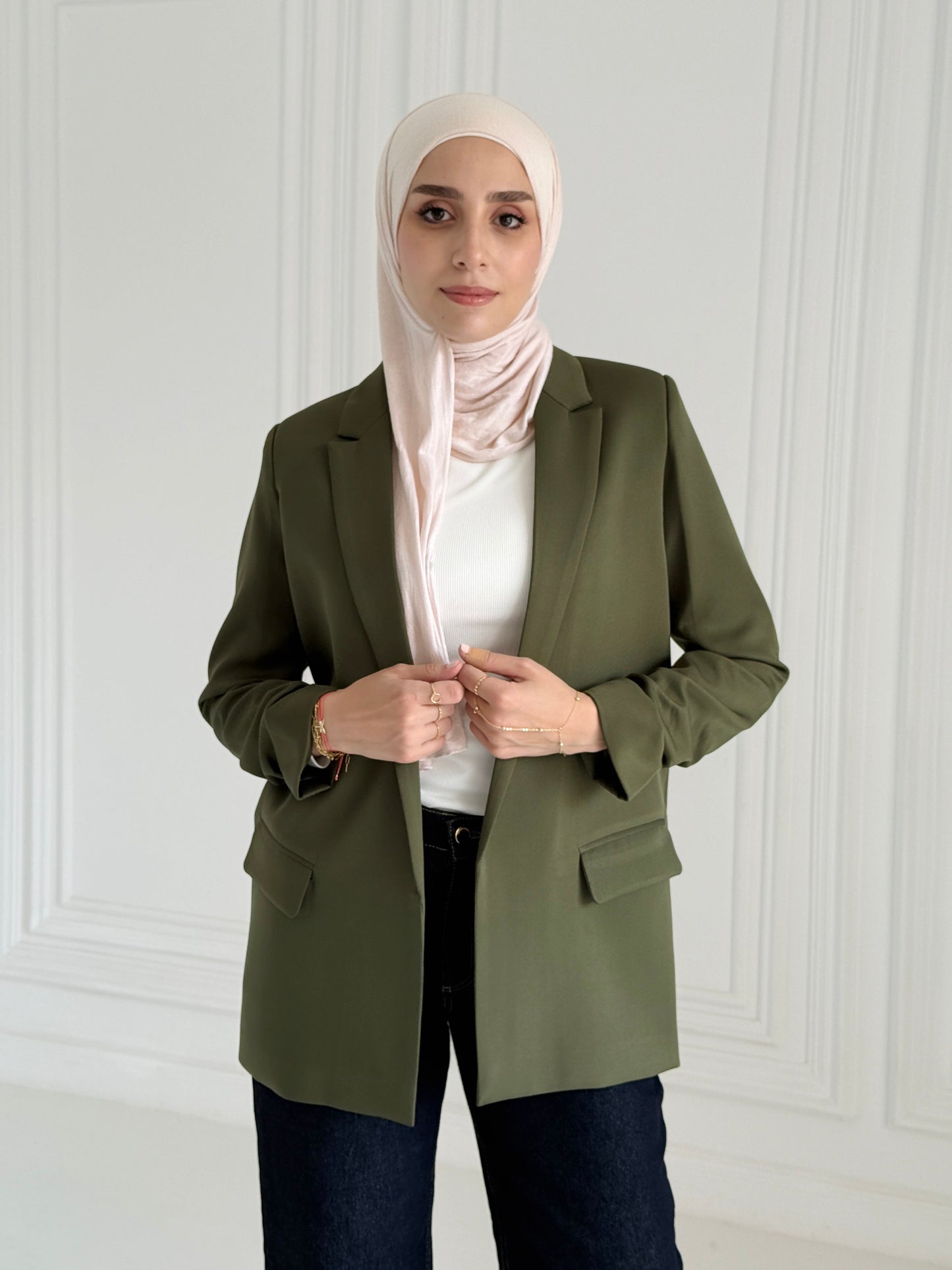 Ruffles Blazer In Olive
