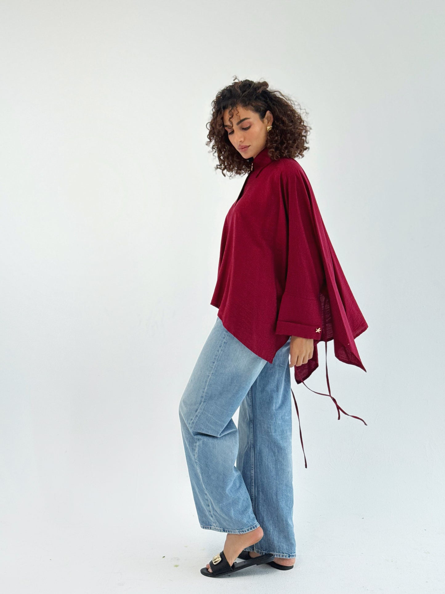 The Oversized Linen Shirt in Red