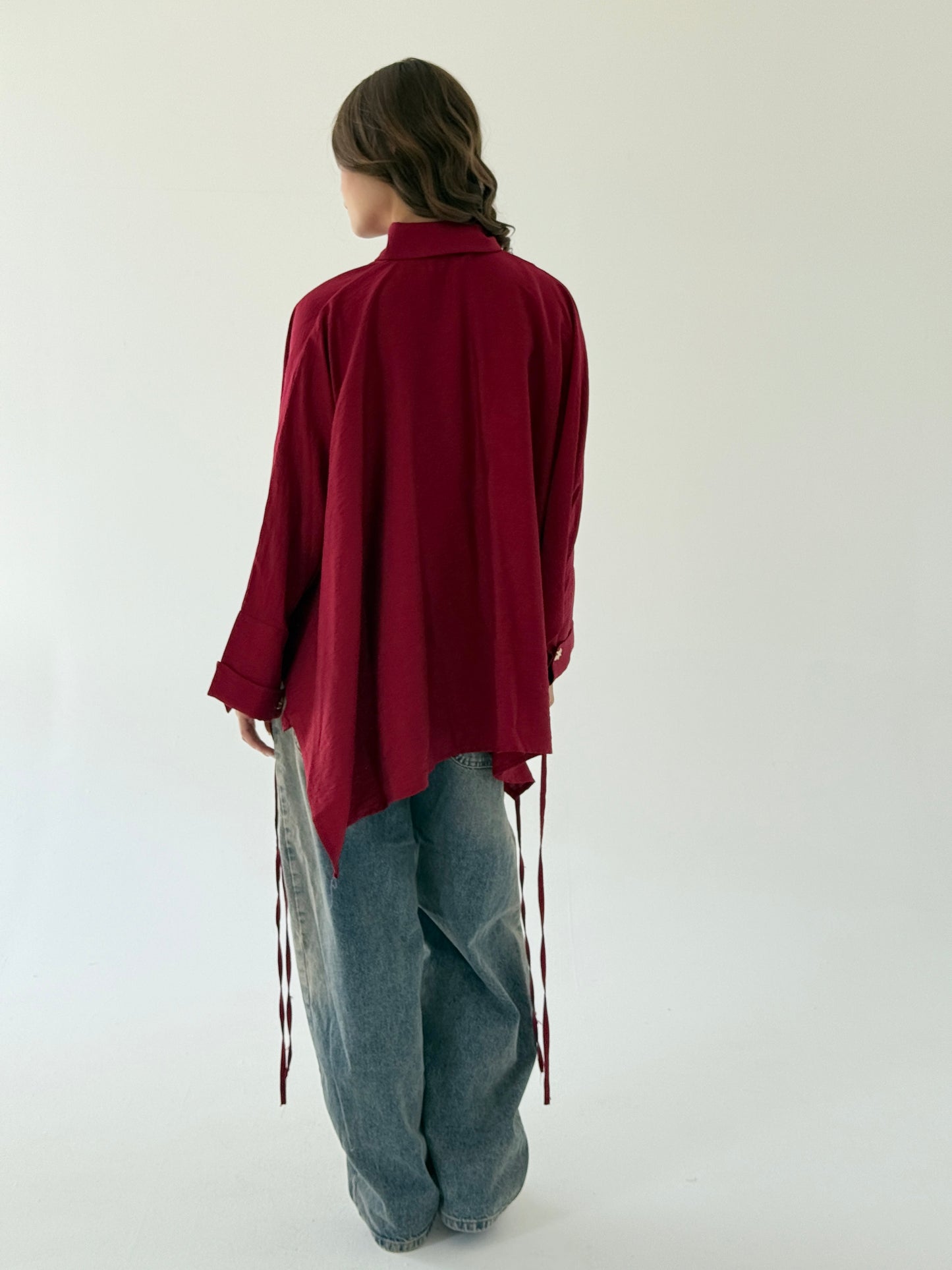 The Oversized Linen Shirt in Red