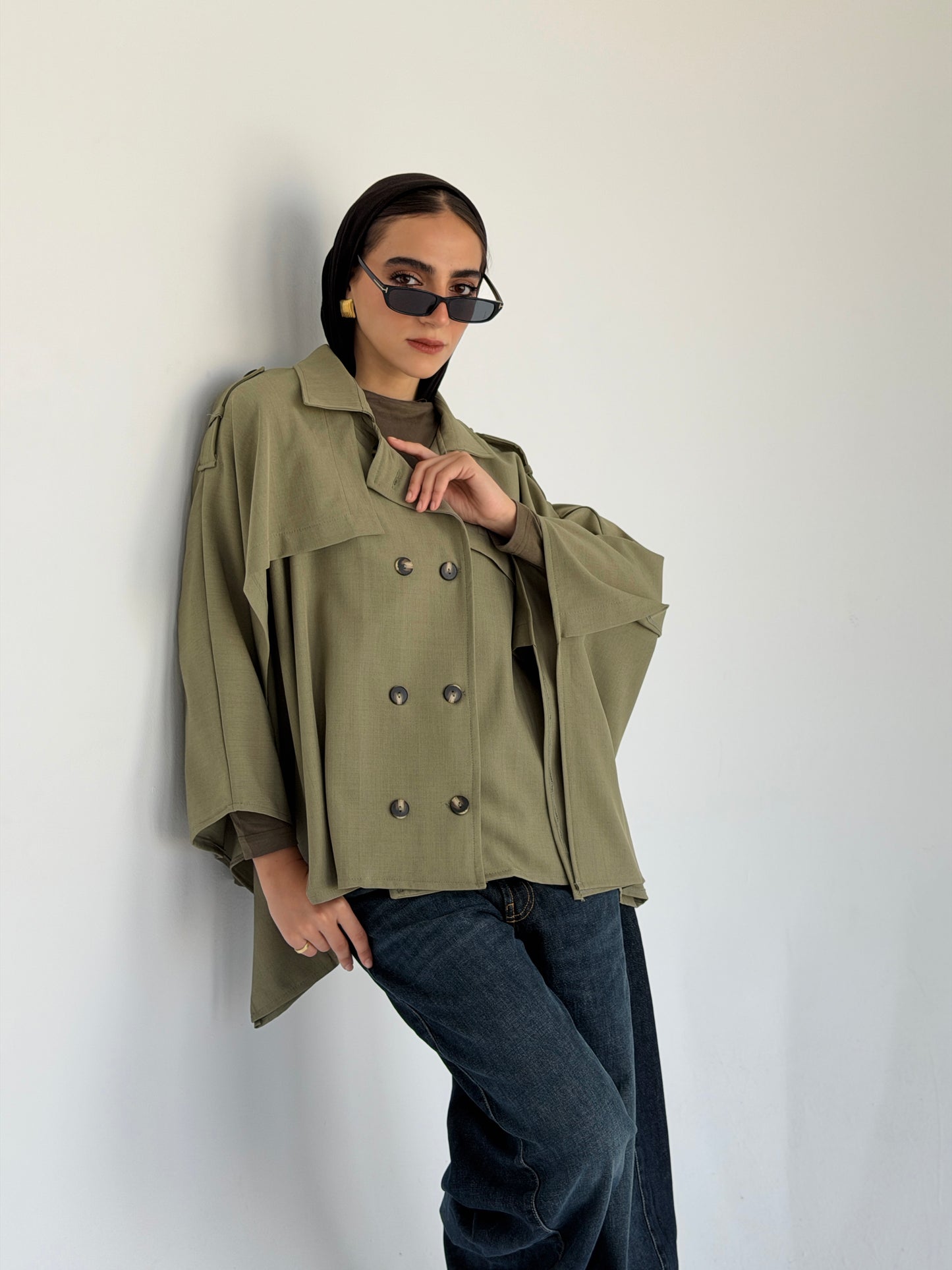 Trench Cape in Light Olive
