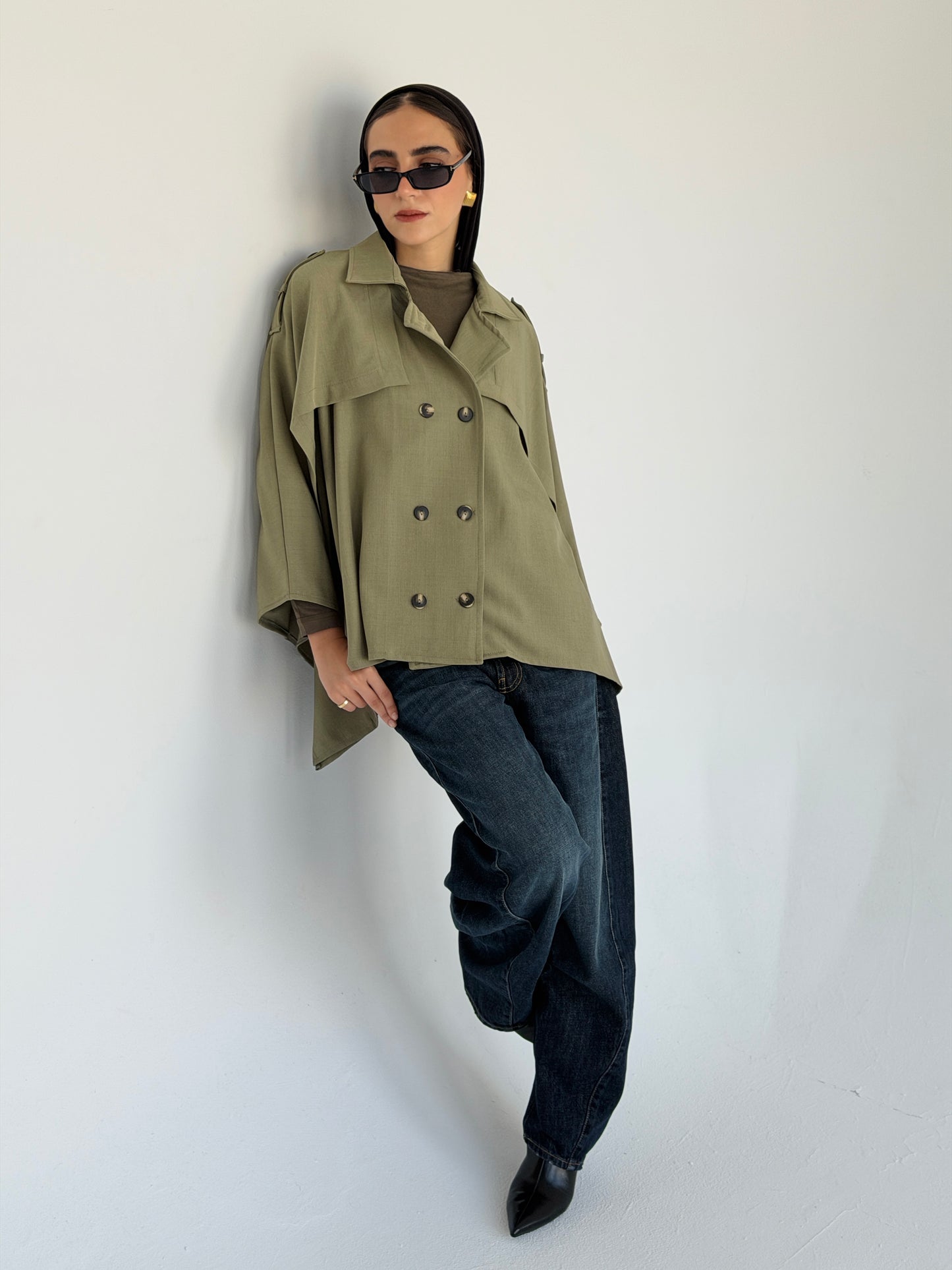 Trench Cape in Light Olive