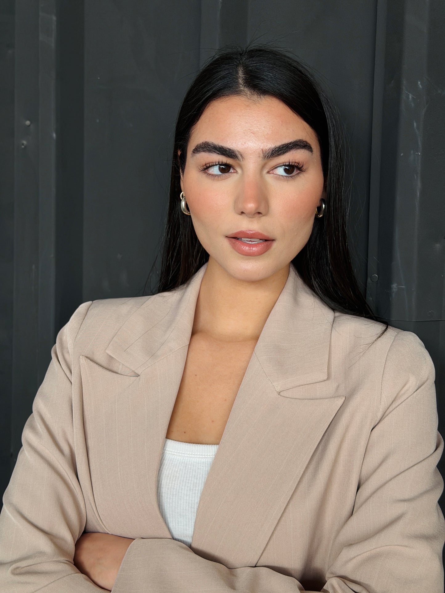 Striped Relaxed Fit blazer In beige