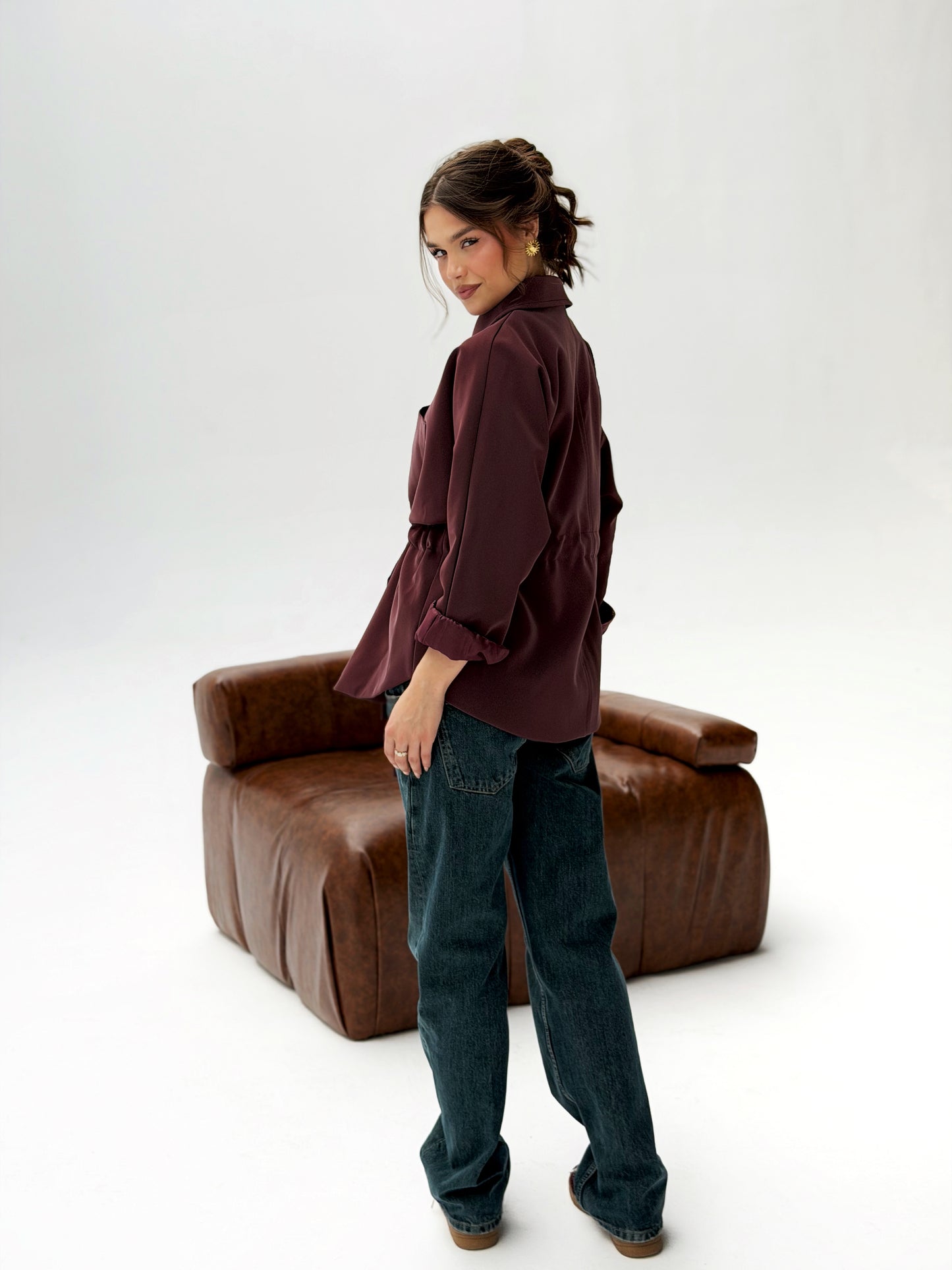 The Over-shirt Leather In burgundy