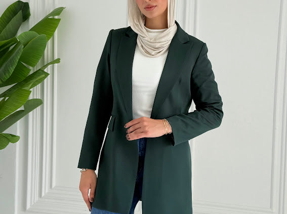 Slim fit dark green blazer