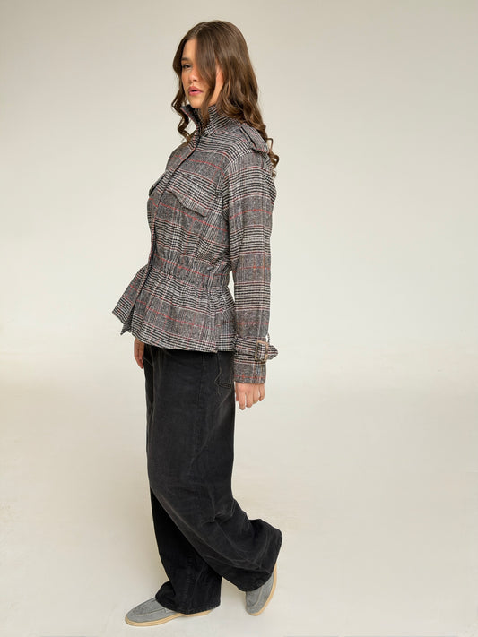 Checkered Glow Jacket in black& red