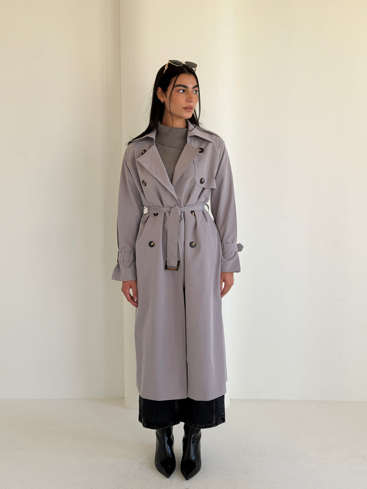 Statement Trench Coat In Gray