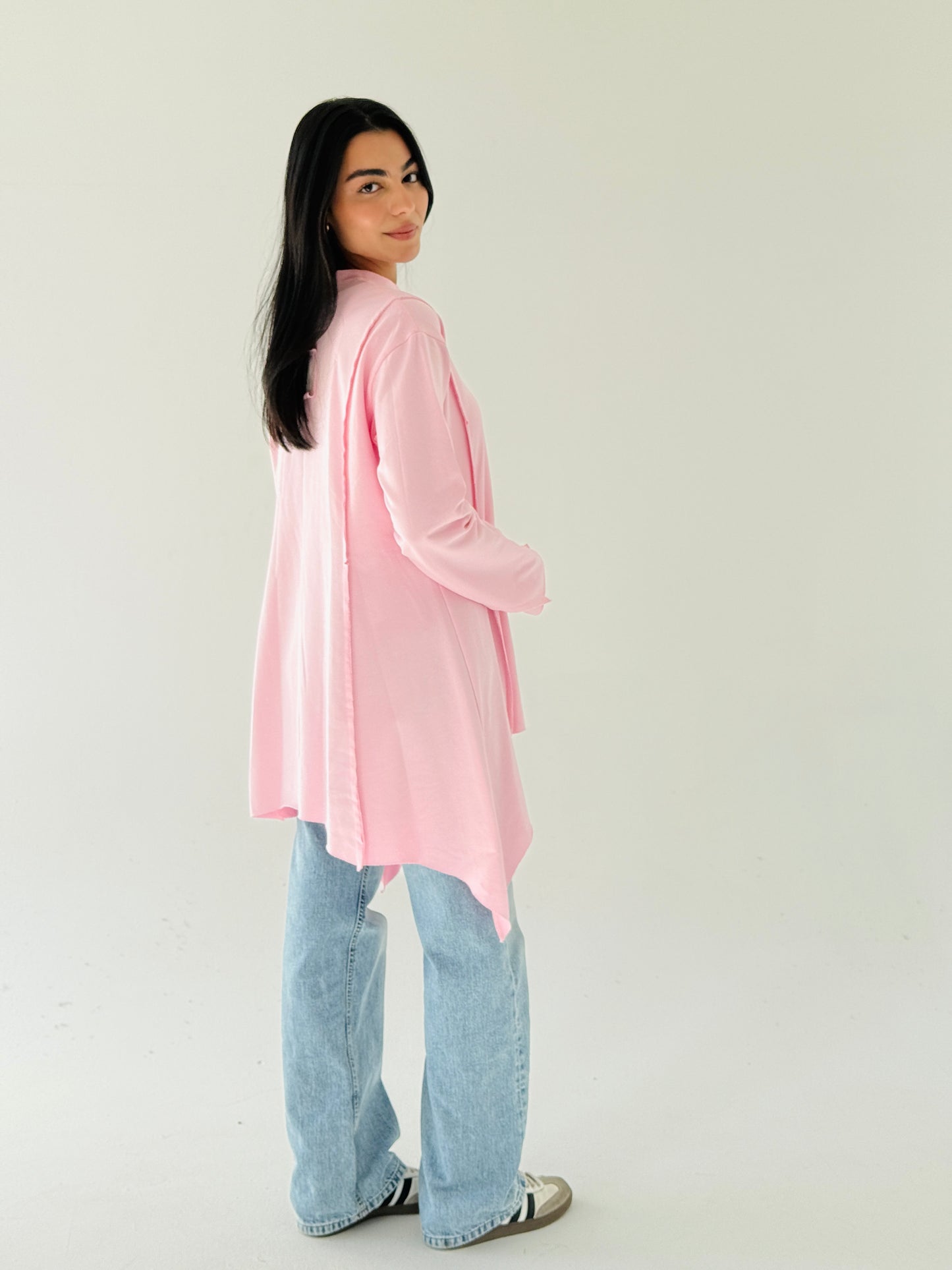 High and low Top in pink