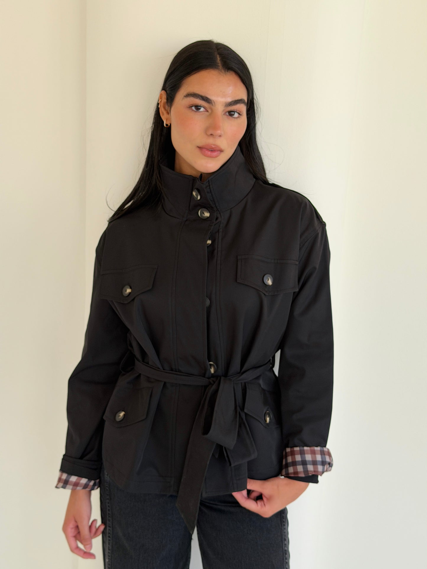 Stand Collar Jacket In Black