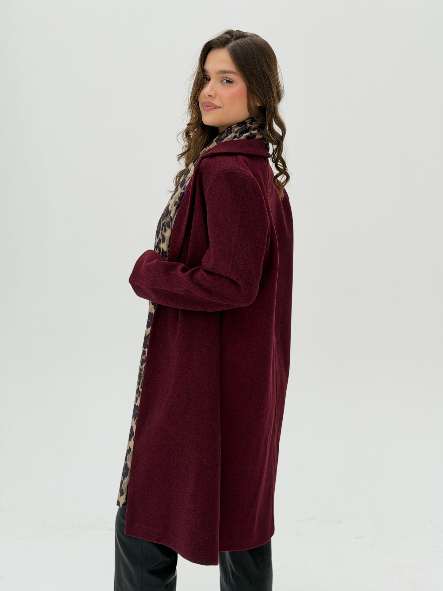Everyday Wool Coat In Burgundy
