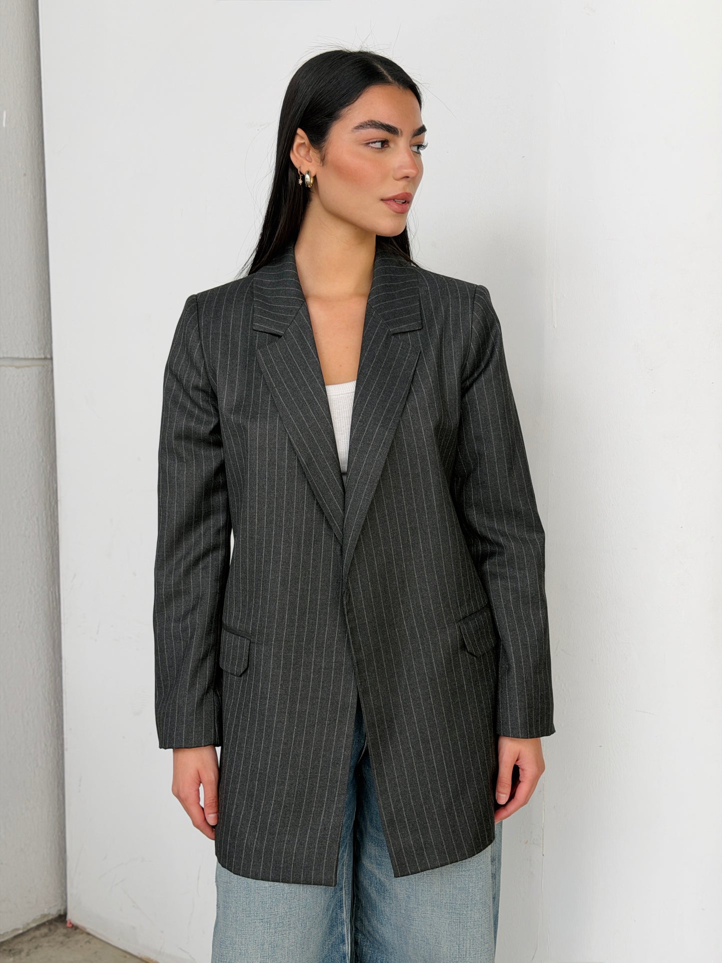 The Tailored striped blazer in dark Gray