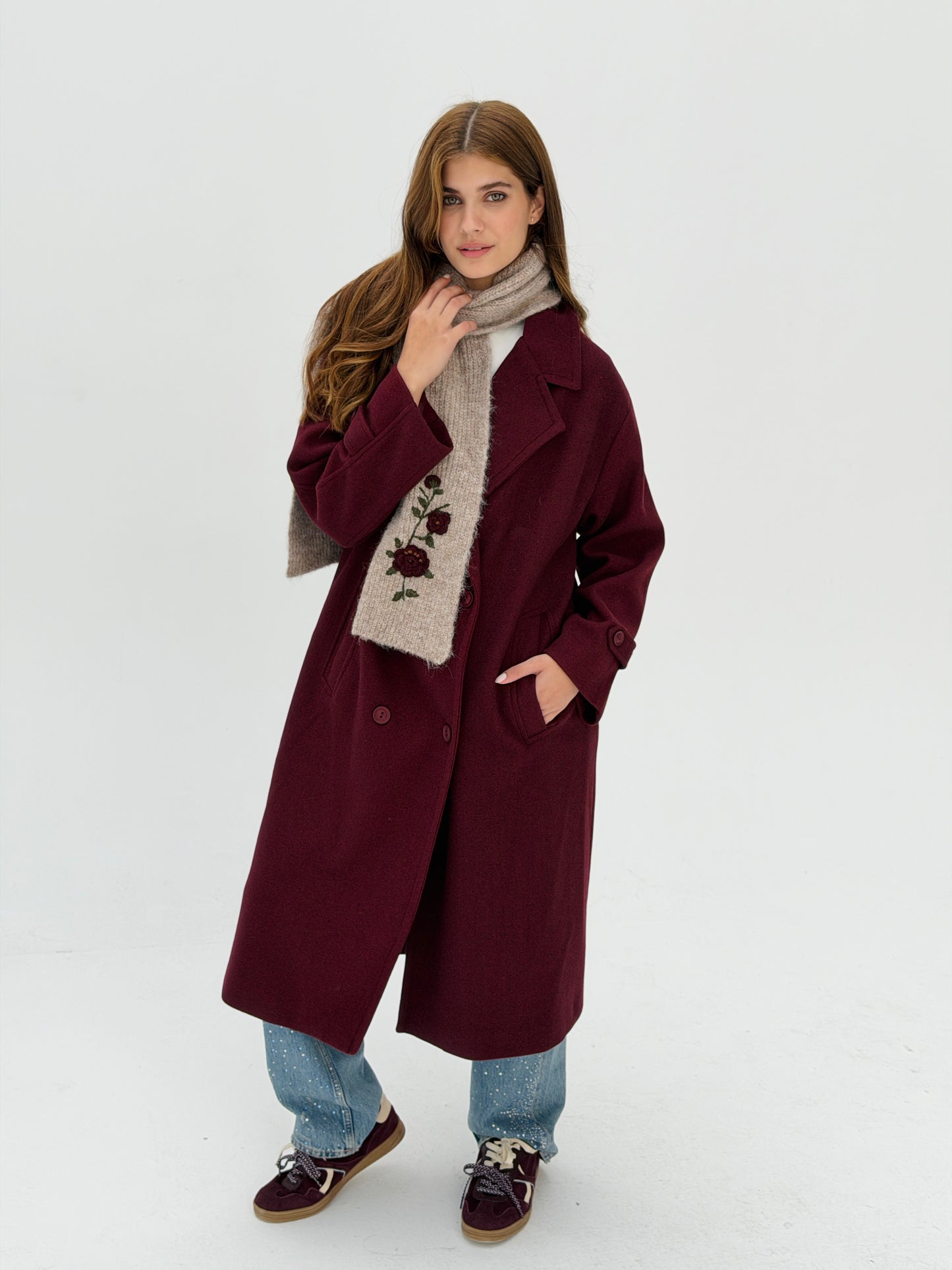 Iconic Winter Coat In Burgundy