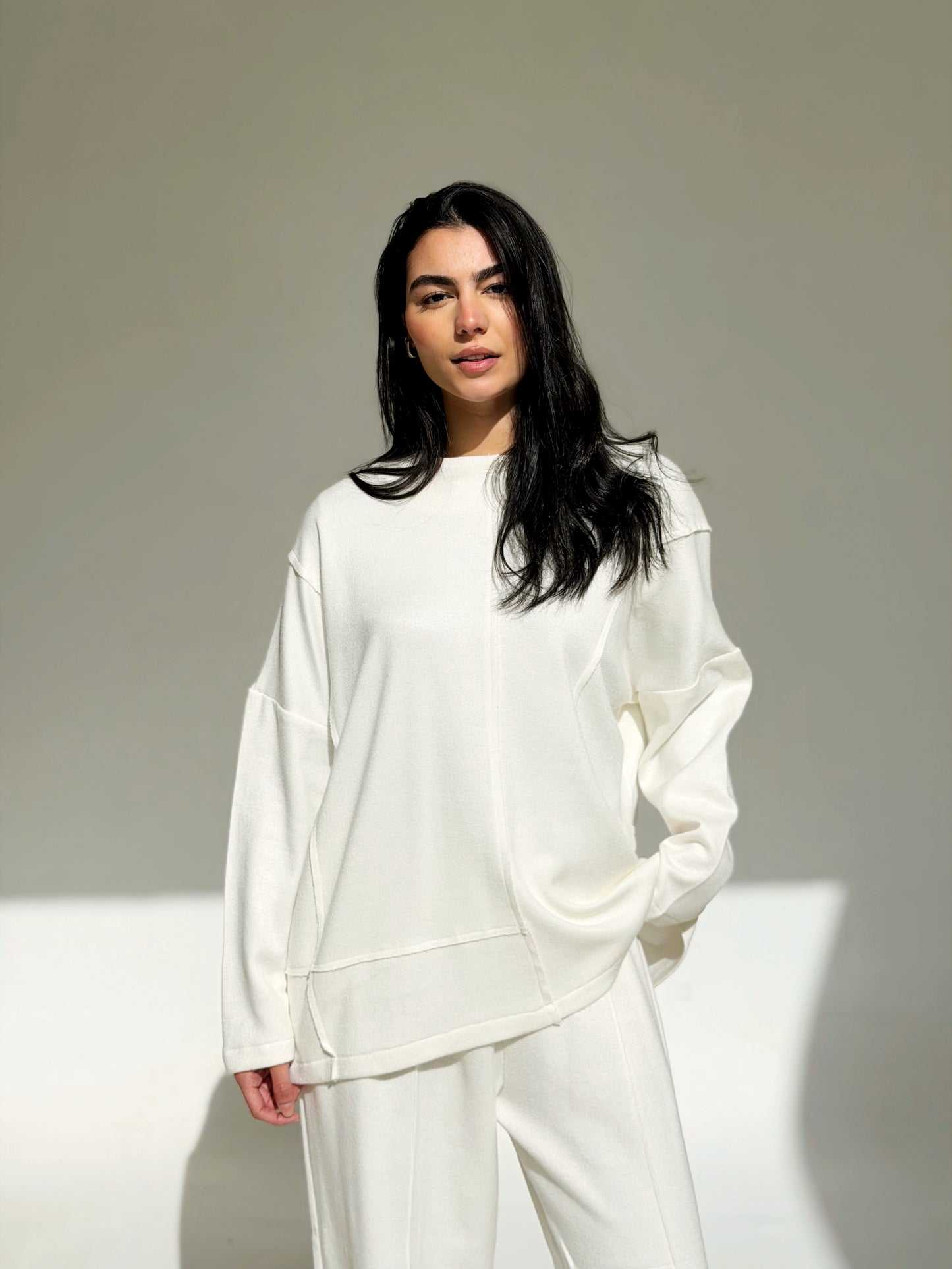 Oversized wool set In off white