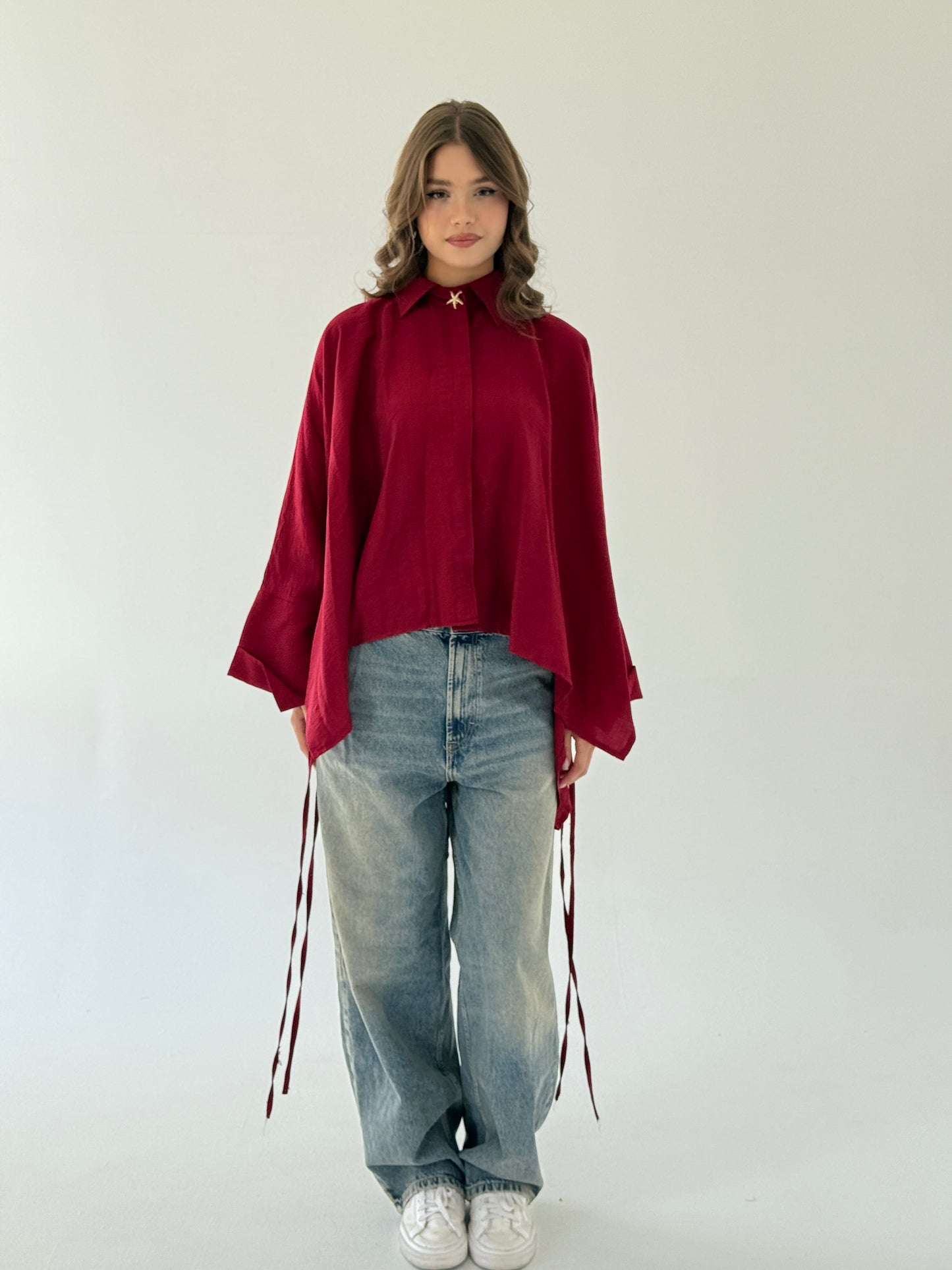 The Oversized Linen Shirt in Red