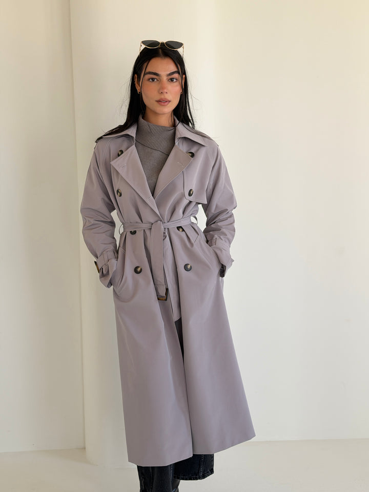 Statement Trench Coat In Gray