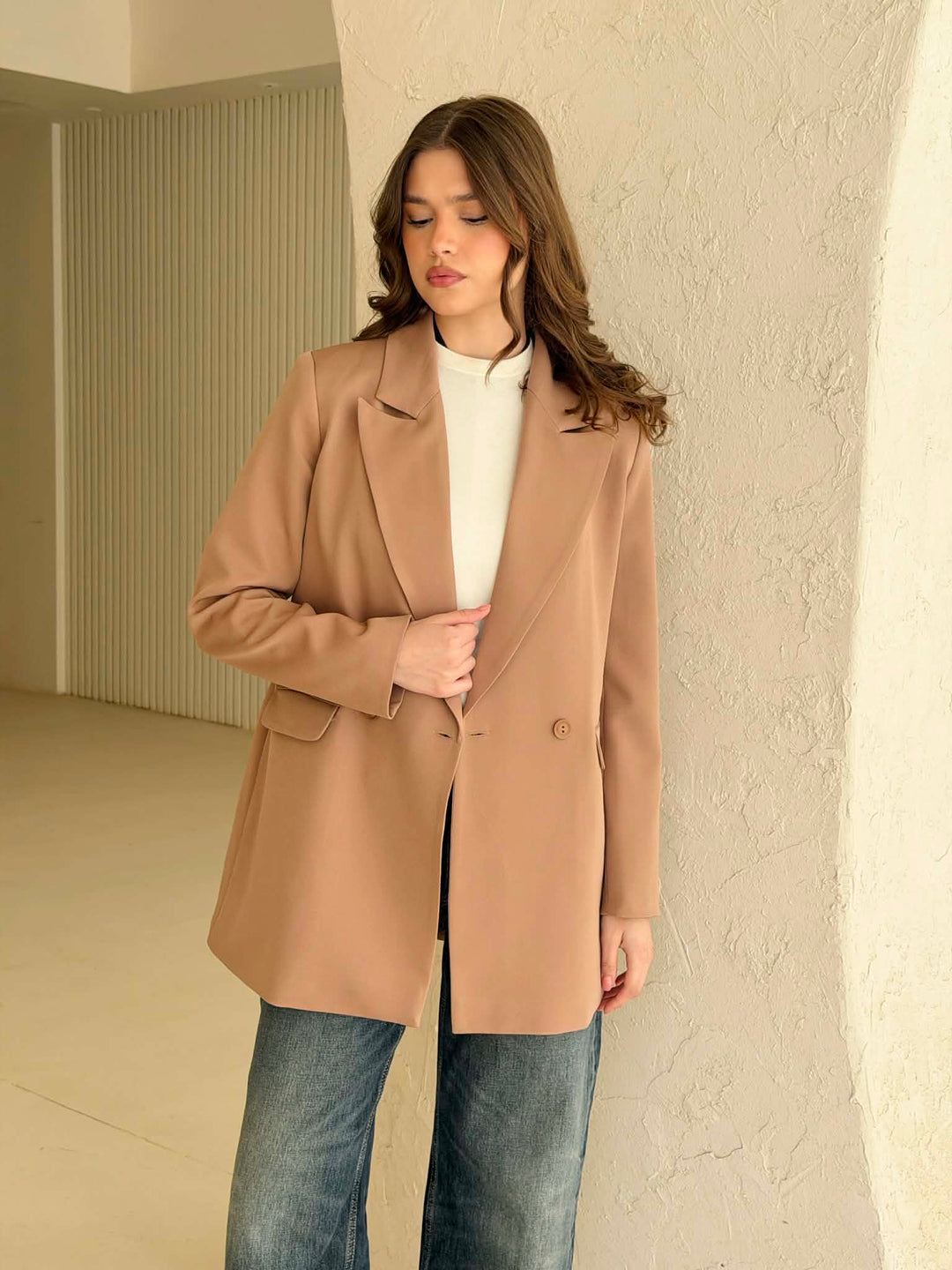 Relaxed fit blazer in beige