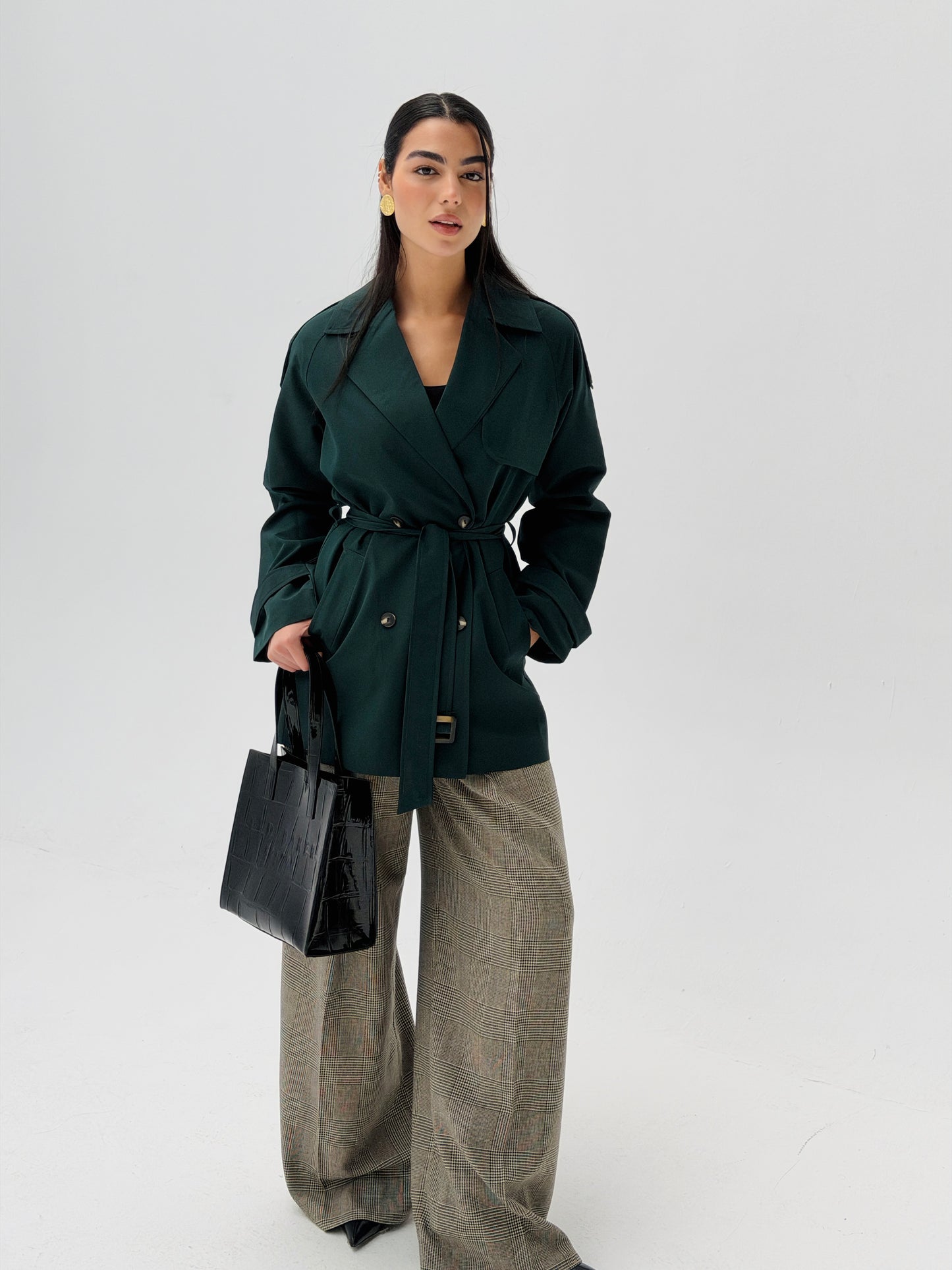 Mini Trench Coat In Deep Teal