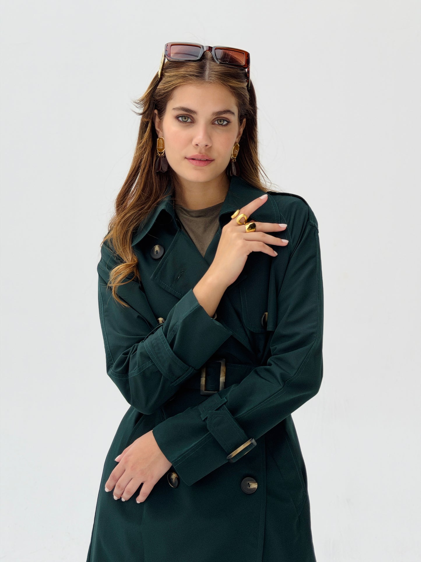Statement Trench Coat In Deep Teal