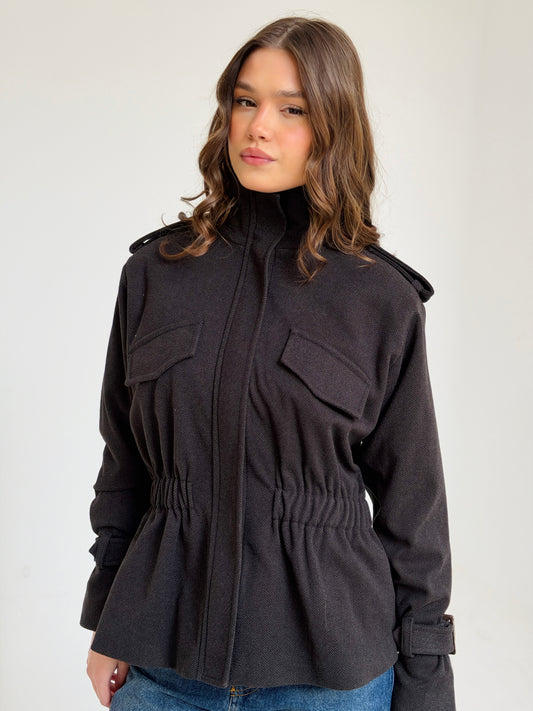 Wool Jacket In Dark Gray