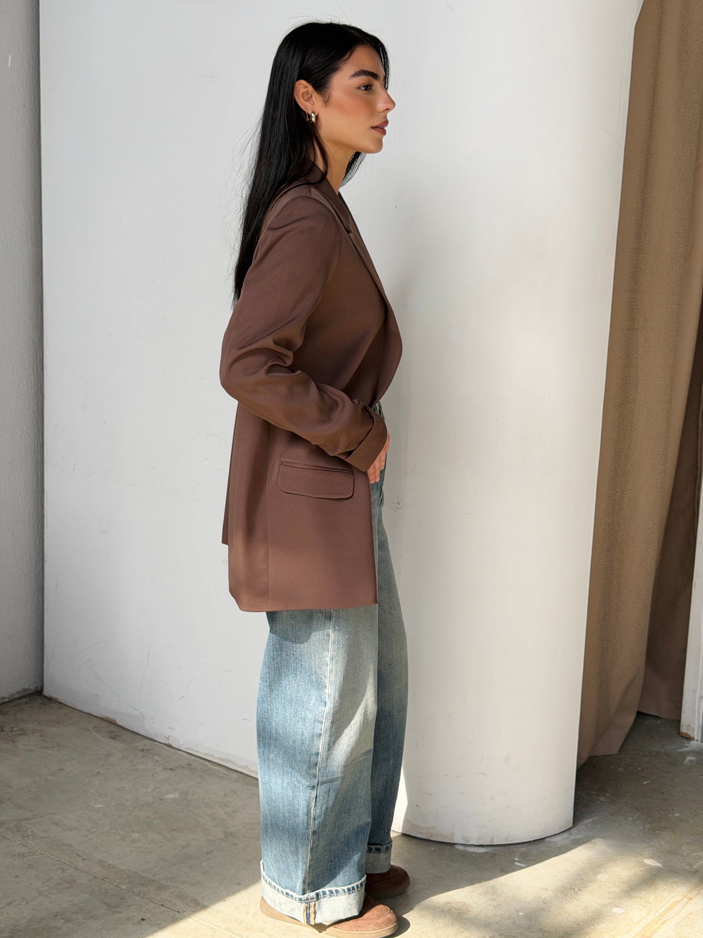 Ruffles Blazer in brown
