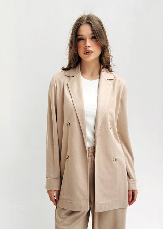 Light velvet set in beige