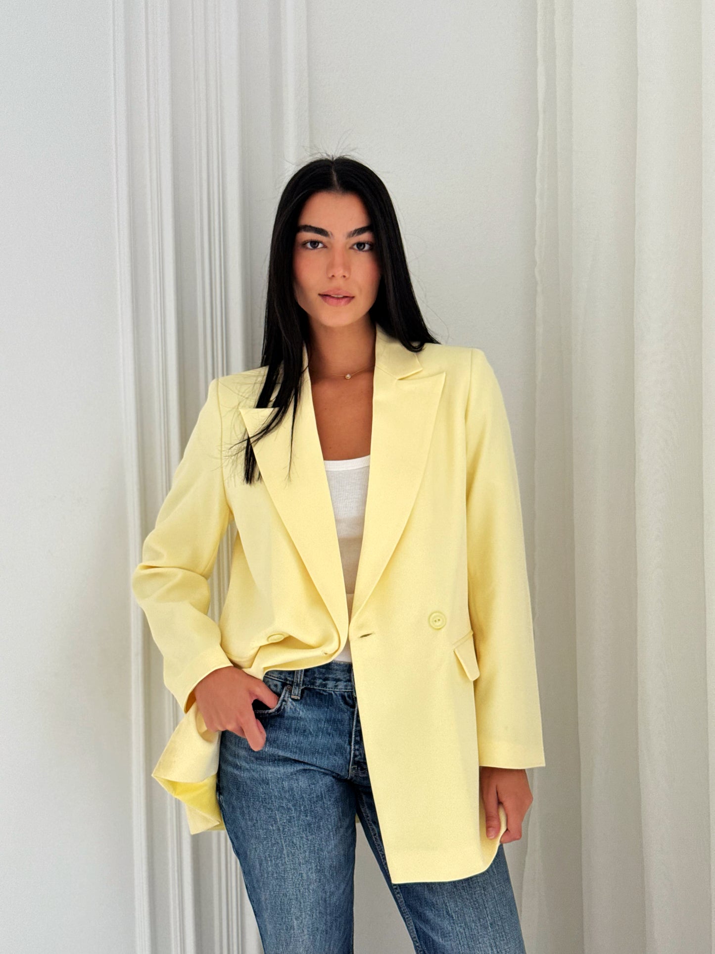 Relaxed Fit Blazer In Butter yellow
